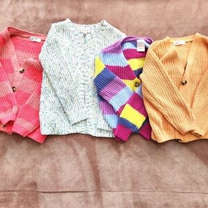 4 PC Girls Size 6-8 Cardigan Sweater Bundle